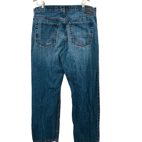 Nautica Loose Fit Relaxed Jeans Distressed Blue Mens Size 36W x 34L Straight Leg - Picture 2 of 10